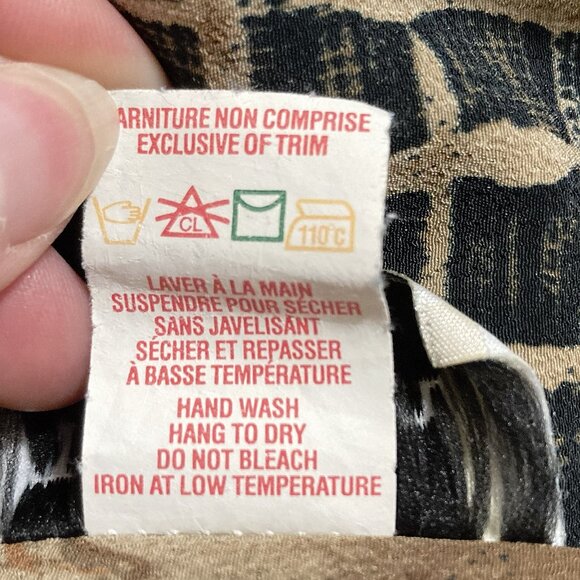 TRADITION Brown black lines and floral print a-line skirt ~ Vintage XS small - Picture 10 of 12